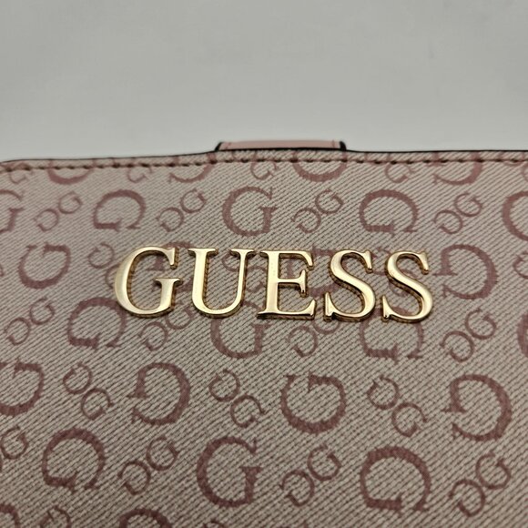 NWT Guess Pink Logo Trifold Wallet with Zip Coin Pocket - Picture 2 of 7